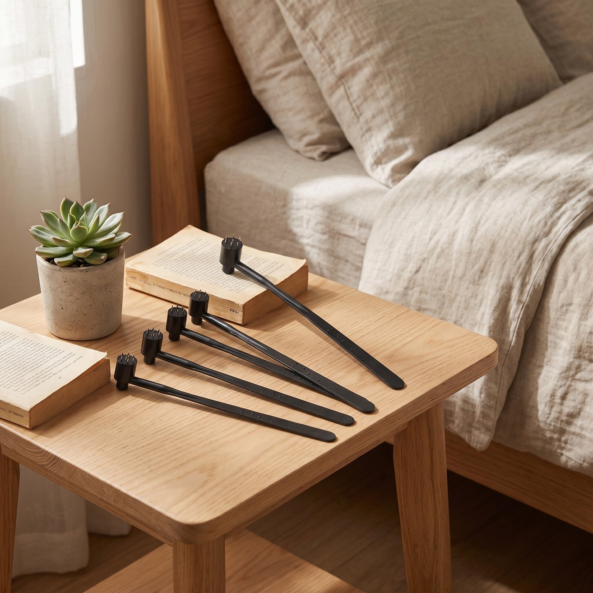 Aramox Martello per Pelle con Manico in ABS, Set da 5 Pezzi, Punta ad Ago, Design a Fiore di Prugna