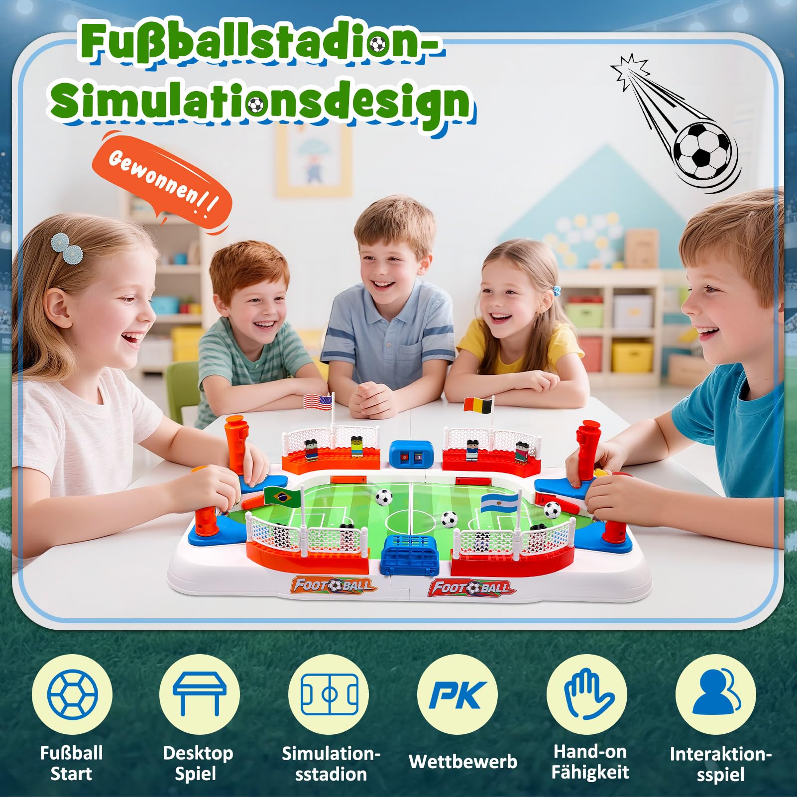 Mini-Tischkicker Kinder Tischfussball Spiel - Messi Fußball WM 2026 Geschenke Jungen | Familien-Brettspiel & Partyspaß für Groß & Klein