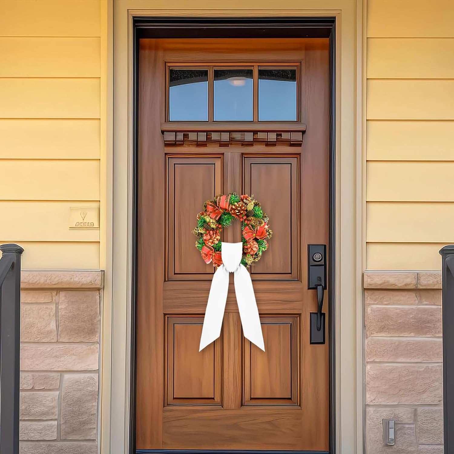 RunNico 2 Pack White Wreath Sash for Front Door - 3.3" W x 52.8" L White Plain Wreath Accessories for Easter Weddings Farmhouses Christmas DIY Halloween Party Yard Wall Doorway Decor
