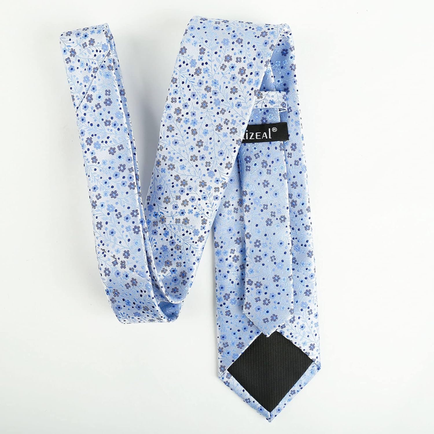 Alizeal Mens 3.15inches Exquisite Floral Tie with Small Flower Printed Pocket Square - Image 2