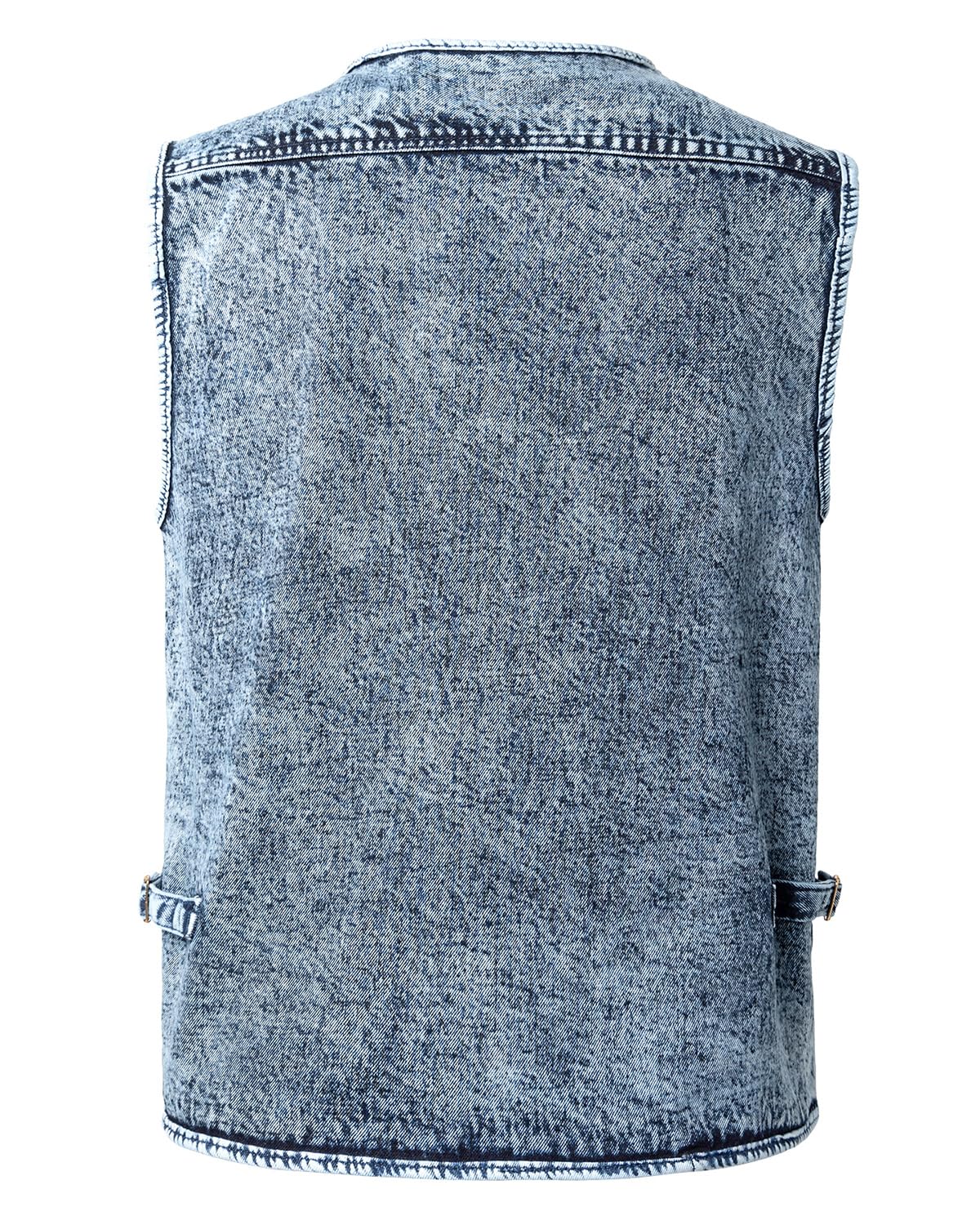 Gilet en Jeans pour Homme Vintage Multi-poches Gilet de Motard Veste en Jean Sans Manches Rétro Veste Denim Gilet de Pêche Travail Chasse
