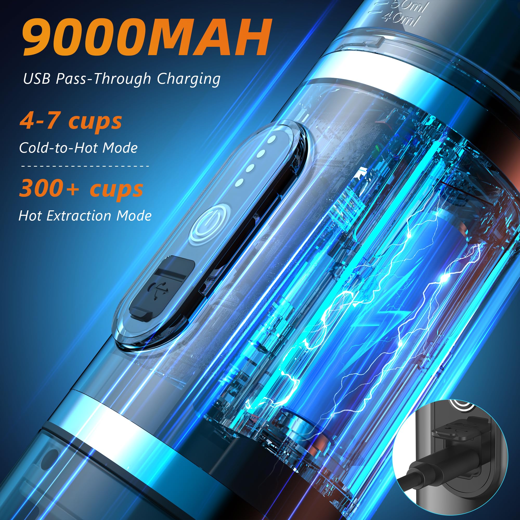 Hobsir - Cafetera eléctrica portátil para café espresso, cafetera de viaje para camping, cafetera de coche con USB-C, cápsula 3 en 1, pequeña máquina de café espresso portátil para RV, senderismo,