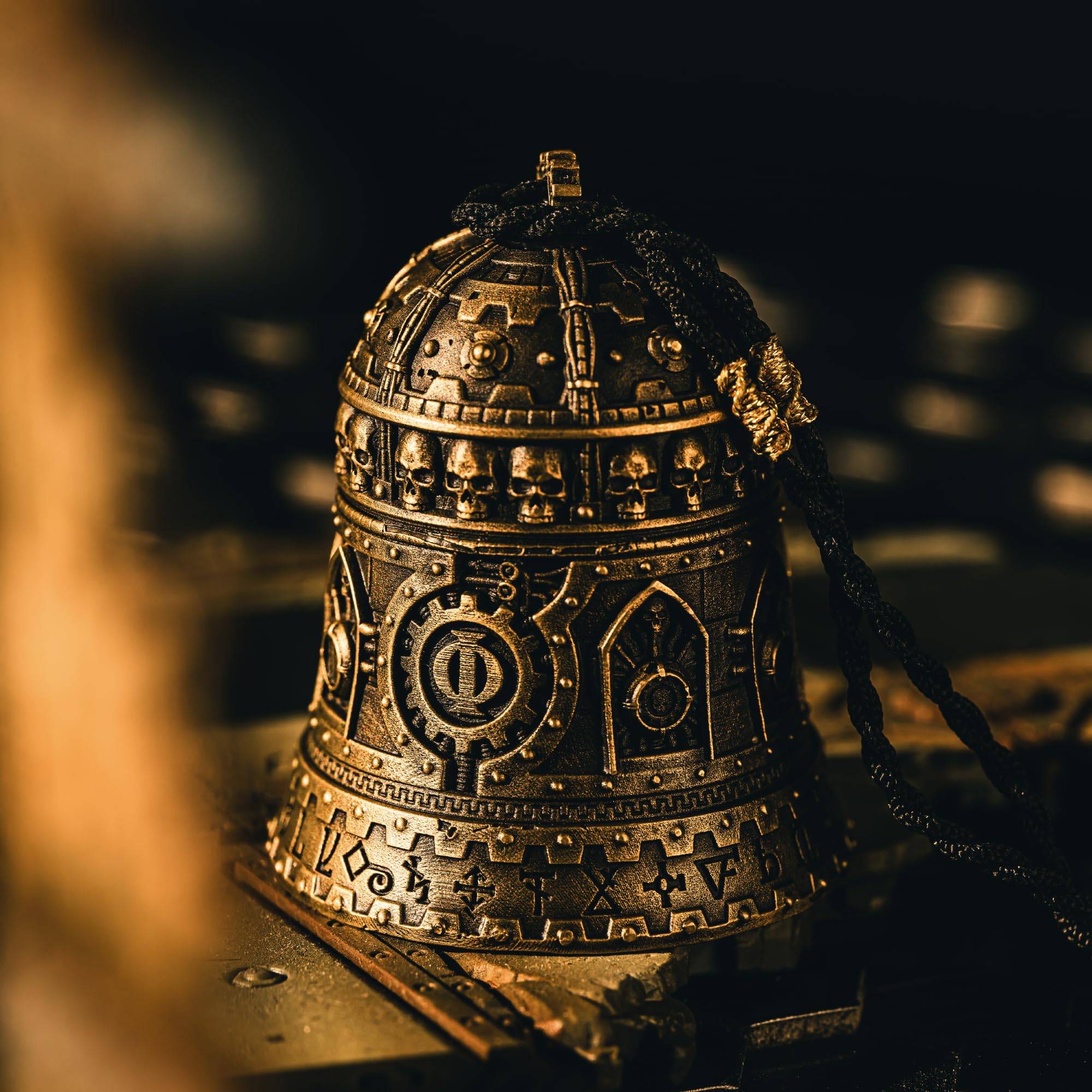 Starforged Warhammer 40K Domination Bell of Ominissah Adeptus Mechanicus Kupfer Anhänger Sonstiges Schwarz Geflochtenes Seil