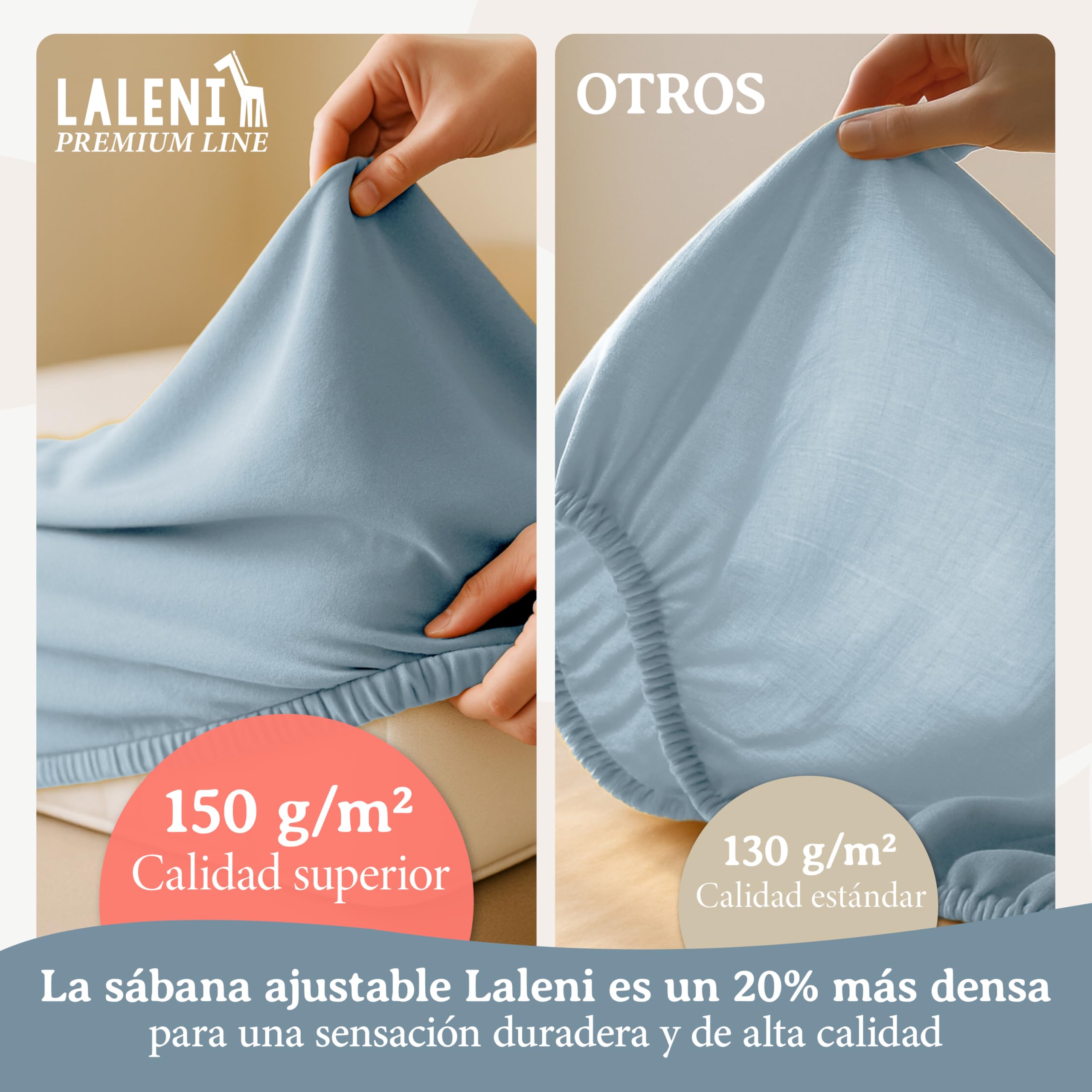 Laleni Premium sabana bajera cuna 50x89 cm cuna bebe 2 pzs - sabana bajera cuna para cochecito bebe certificada OEKO-TEX - sabana cuna 100% algodón - sabanas bajeras cuna - sabanas minicuna azul claro