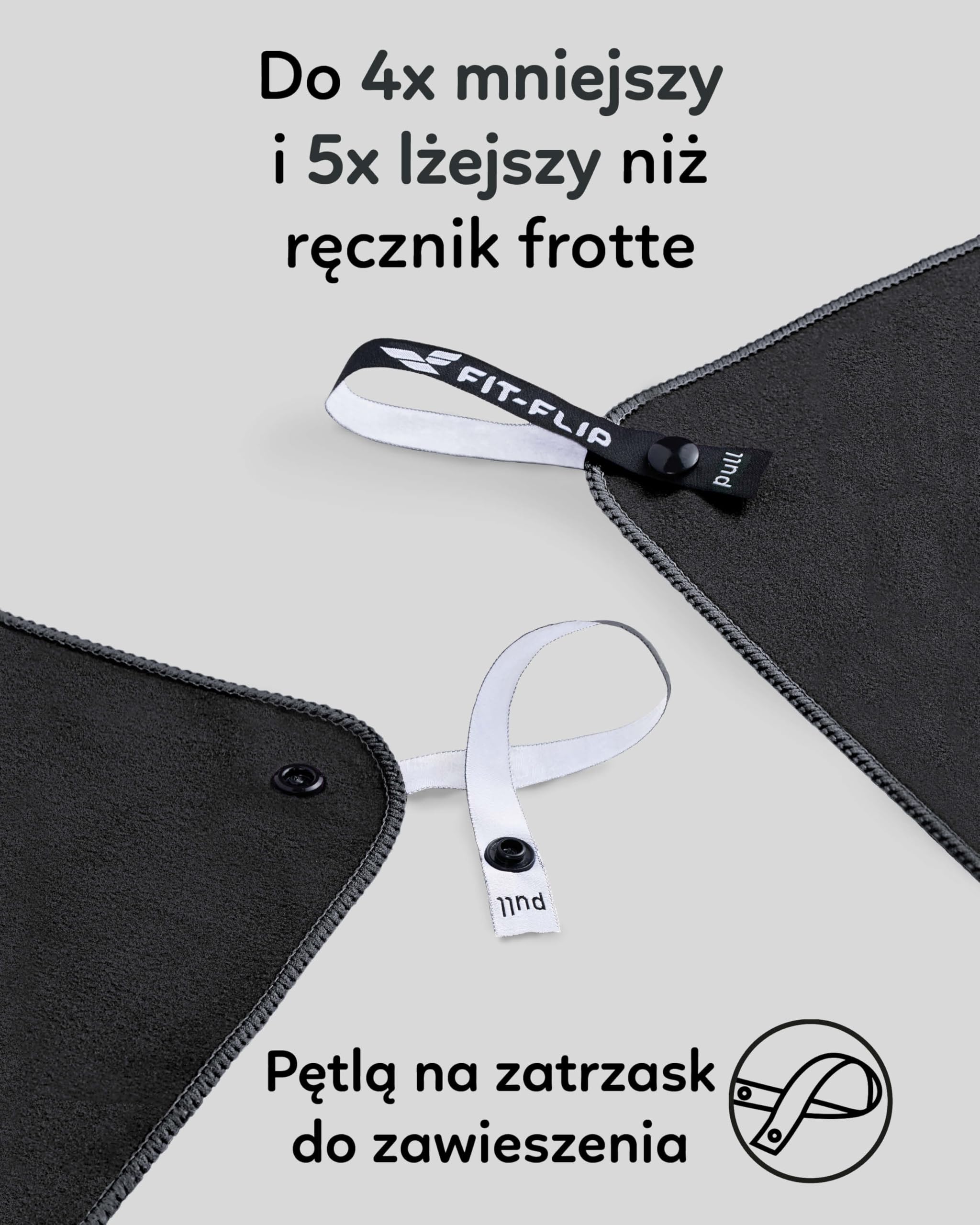 Fit-Flip Ręcznik z mikrofibry - kompaktowy, ultralekki i szybkoschnący - ręczniki z mikrofibry - idealne ręczniki sportowe, plażowe i podróżne - (1x 30x50cm Czarny)