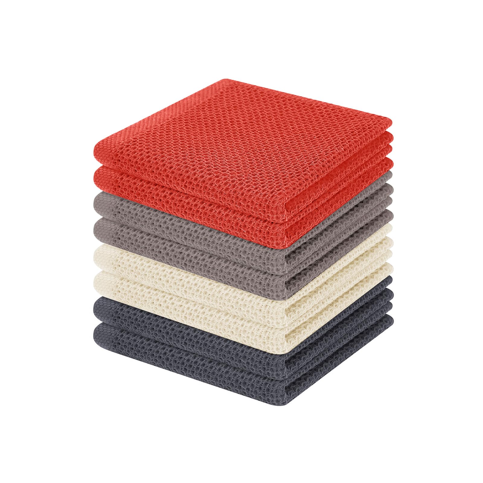 Homaxy 100% Cotton Waffle Weave Kitchen Dish Cloths 8-Pack, Multicolor