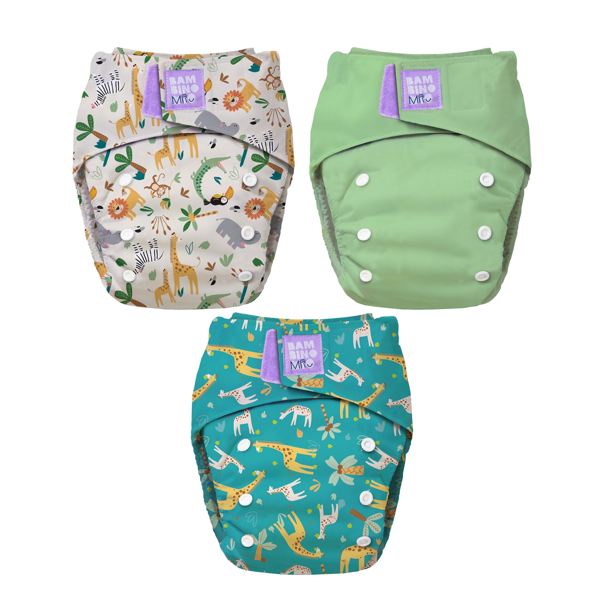 Bambino Mio, confezione da 3 pannolini riutilizzabili rivoluzionari (VITA SELVATICA) – Pannolini di stoffa dalla nascita fino al vasino | Lavabili | Pannolini per neonati certificati OEKO-TEX