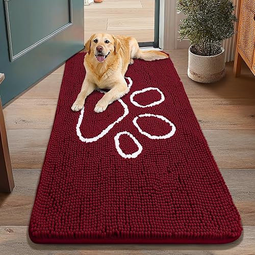 Miniatura 209 de Smiry Tapete para puerta de perro para patas fangosas, absorbente que atrapa la suciedad, antideslizante, de secado rápido, lavable, tapete de