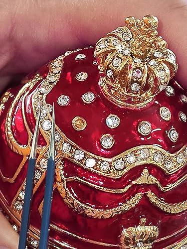 Miniatura 5 de Designer Faberge Egg SET Christmas Day Love Wreath Royal Red Fabergé Egg 24KGOLD Caja de joyería rusa Faberge huevo baratija hecha a mano 200