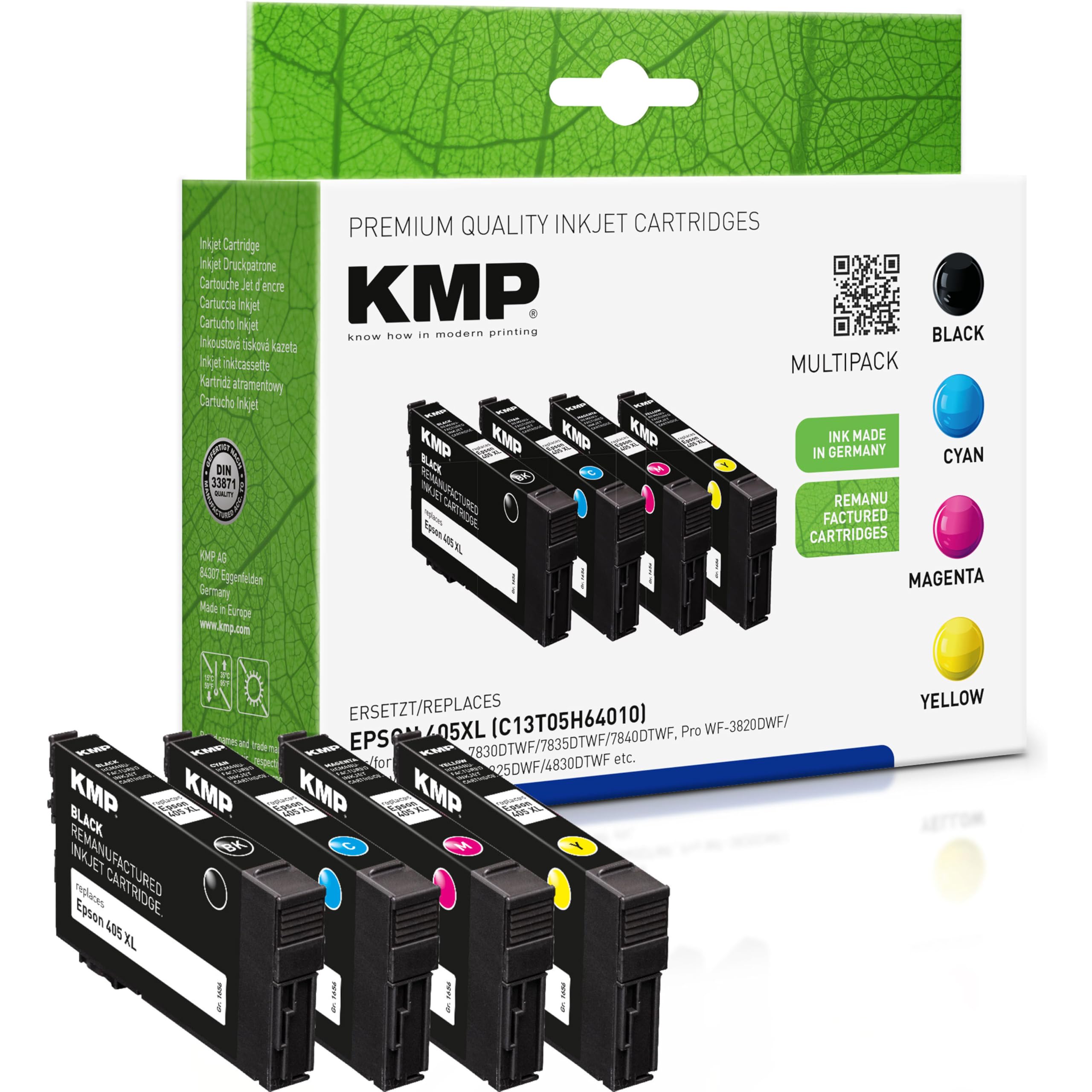 KMP Tintenpatrone passend für Epson 405XL (C13T05H64010) Multipack - 16564005 - für Epson Workforce Pro WF-3825 DWF, WF-4825 DWF, WF-7835 DTWf... etc.