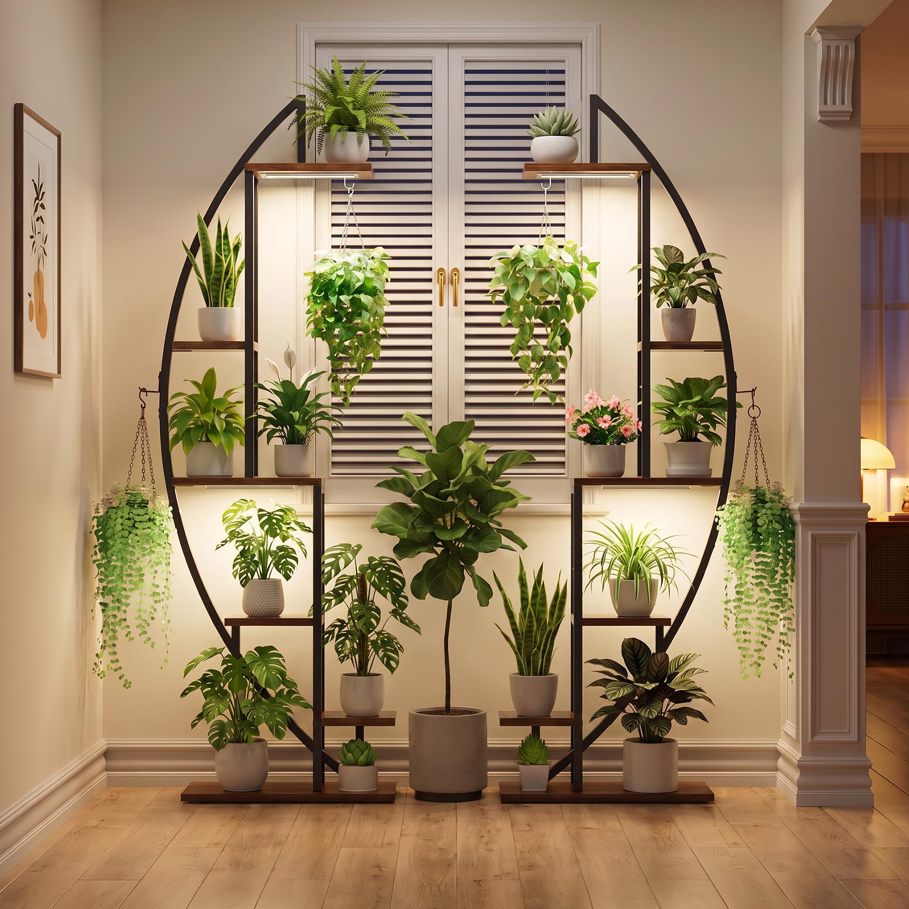 BACEKOLL Soporte para plantas de interior con luz de cultivo, 6 niveles y 160 cm de alto. Estante grande para exhibir plantas en sala de estar u otros espacios (2 juegos)