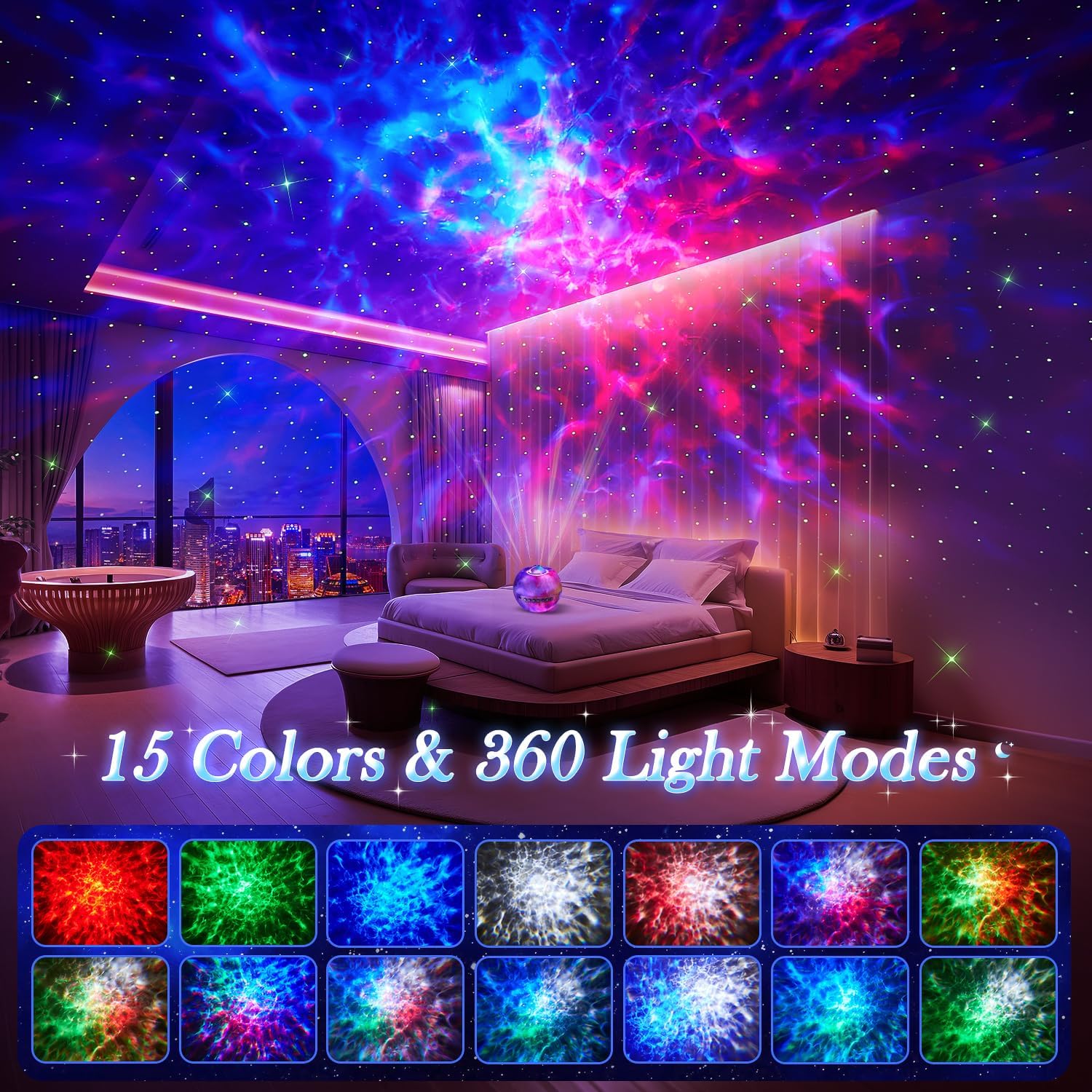 Condition photo showing Good Condition for Galaxy Projector Teenage Boy Gifts for Teen Boys,15 Colors+15 White Noises Star Projector Night Light Kids Galaxy Light,Remote Bluetooth Bedroom Lights for Christmas Room Decor Gifts Upgrade 3.0