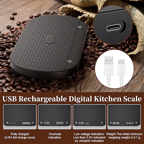 Miniatura 6 de 3T6B Báscula de café con temporizador, báscula de café expreso con función de caudal, 105.82 oz0.00 oz de alta precisión, báscula de café digital