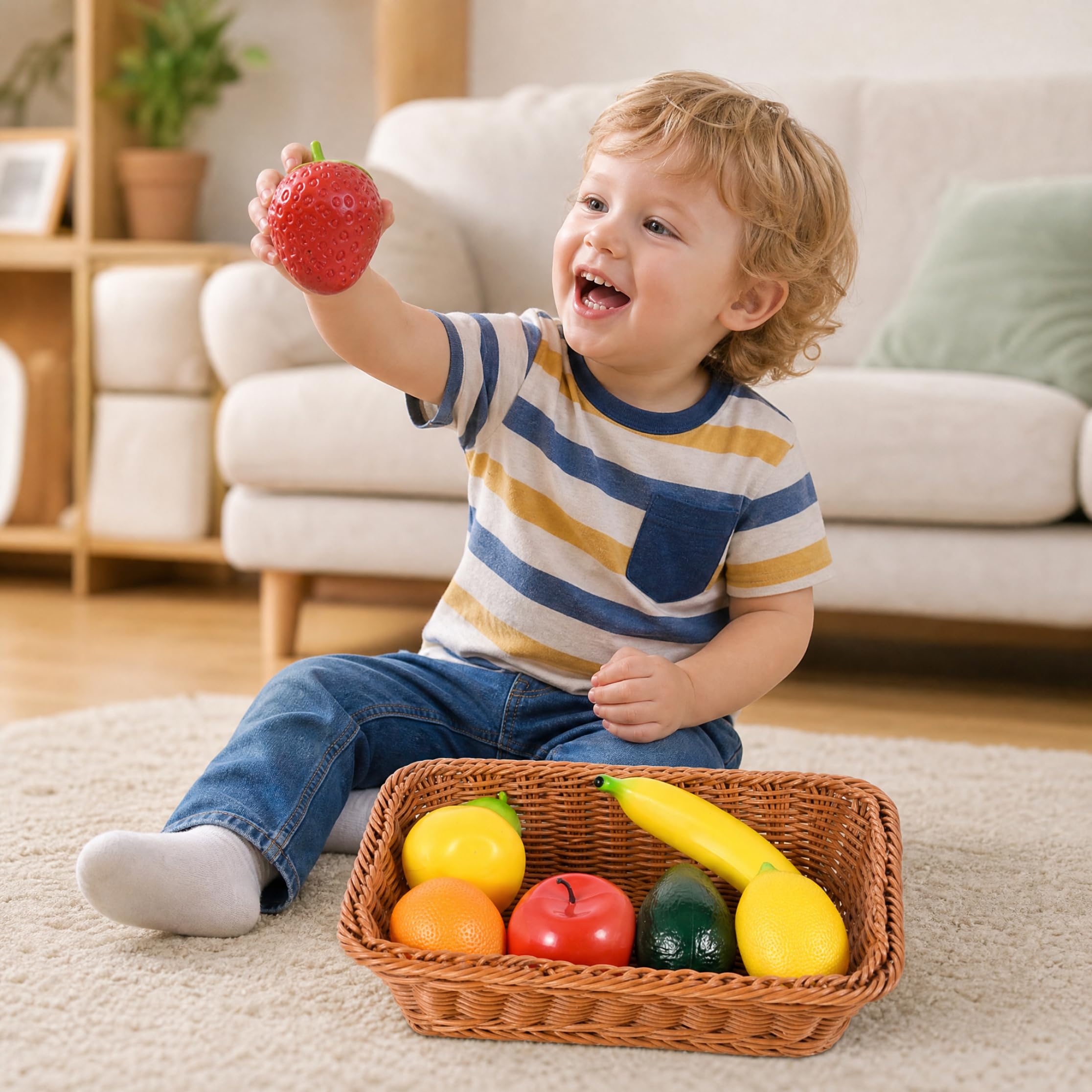 Strumenti musicali per bambini, set di shaker per frutta da 7 pezzi con cestello portaoggetti