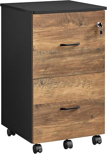Miniatura 13 de VASAGLE Archivador de 2 cajones, archivador con bloqueo para oficina en casa, soporte pequeño rodante para impresora, A4, archivos colgantes