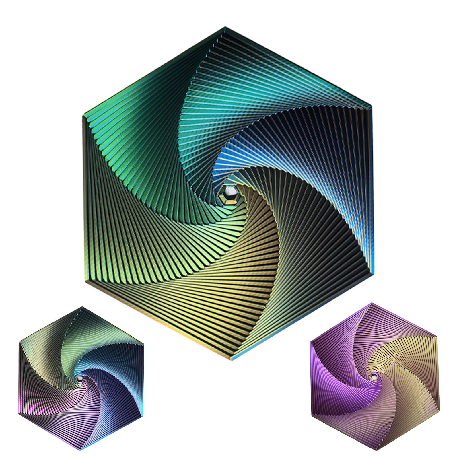 Fractal Fidget Hexagon, Kinetic Desk Spinning Toy, 35 Circles、5.9x6.69in, Used for Anxiety Disorder ADHD, Adult Office Visual Illusion fingertip Toys,