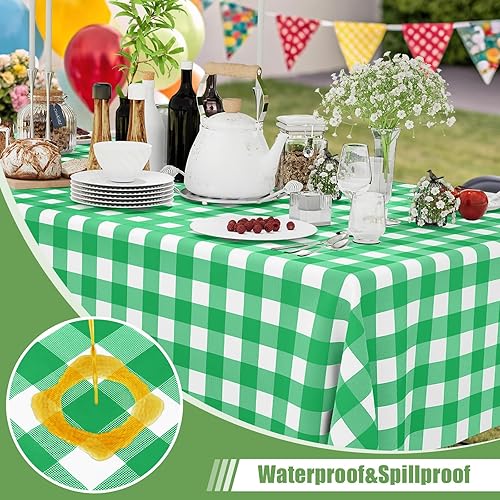 Vista 233 de Smiry Paquete de 10 Manteles Desechables de Cuadros Vichy Azules - 54" x 108" Mantel de Plástico de Servicio Pesado, Cubiertas de Mesa Impermeables