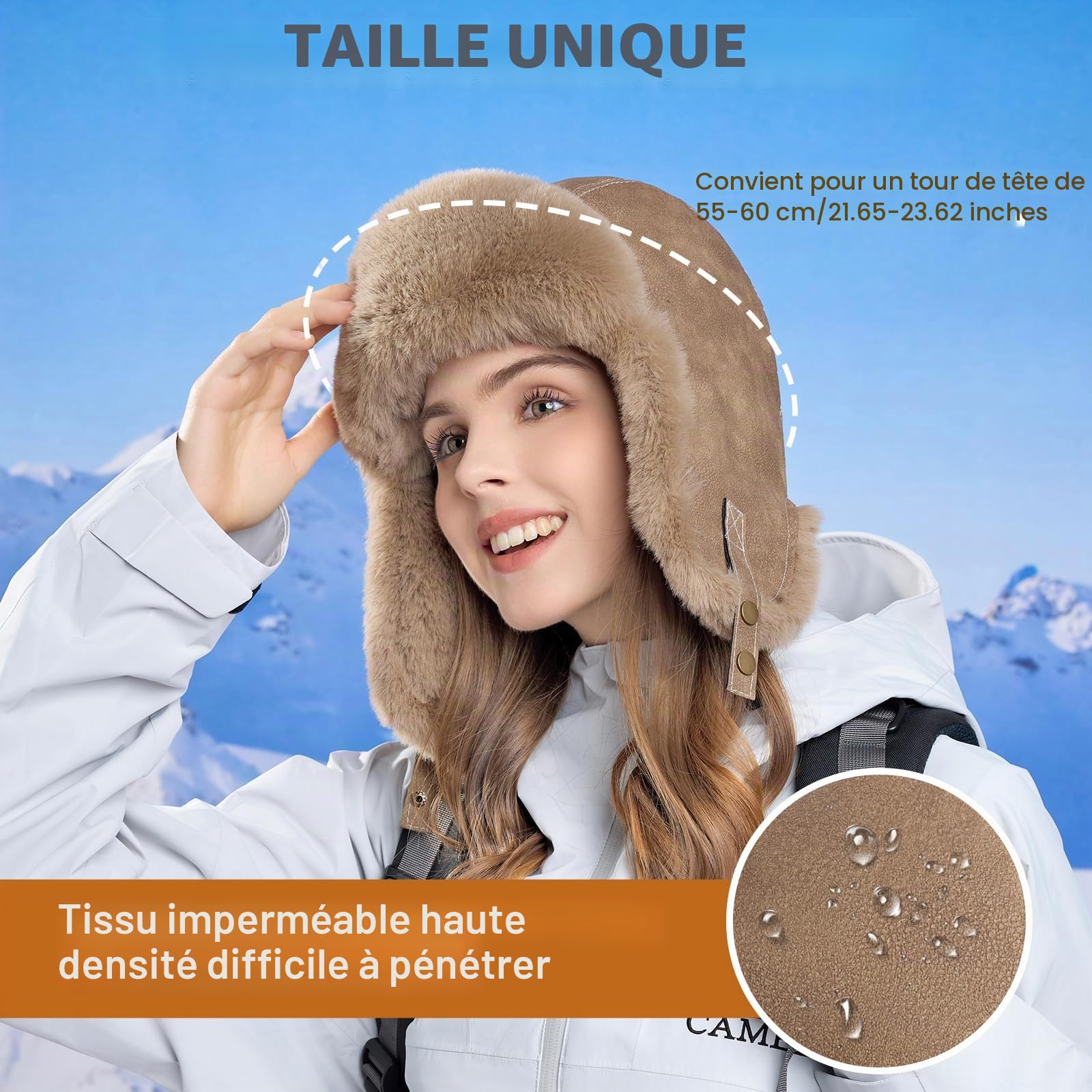 TAGVO Chapeau Trappeur d'hiver avec Protège-Oreilles, Chapka Épaisse pour Hommes et Femmes, Ushanka Russe, Bonnet Doublé en Polaire, Chaud et Coupe-Vent pour Temps Froid