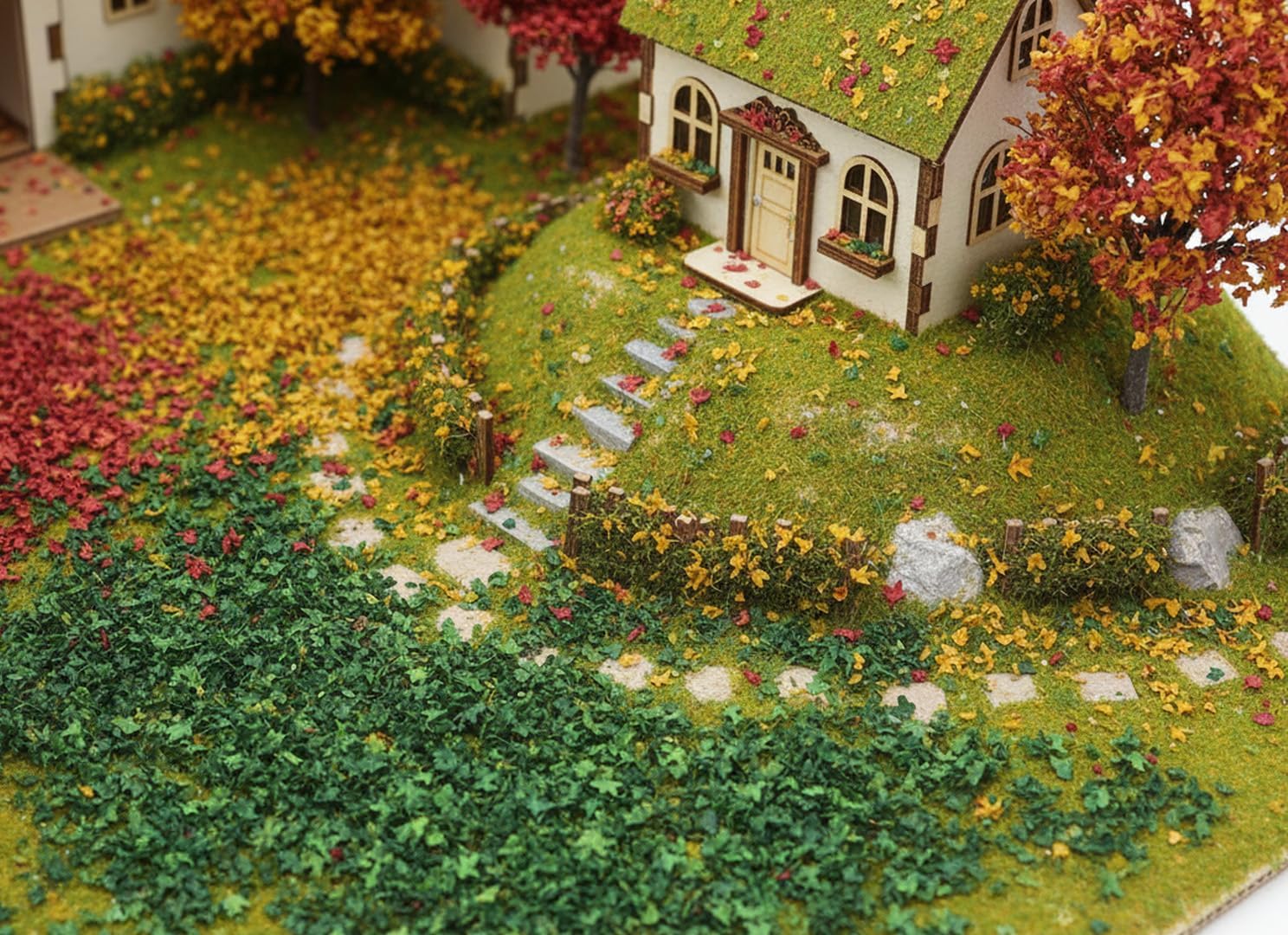 Realistic Miniature Leaves Scatter, 4 Colors, 36ml Each – Model Tree Foliage for Diorama, Model Train Scenery & Wargame Terrain
