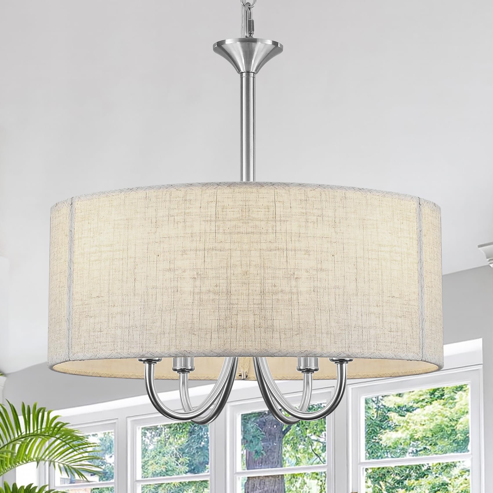 Photo 1 of Xuridongsheng 16" Drum Chandelier - Modern Farmhouse Nickel