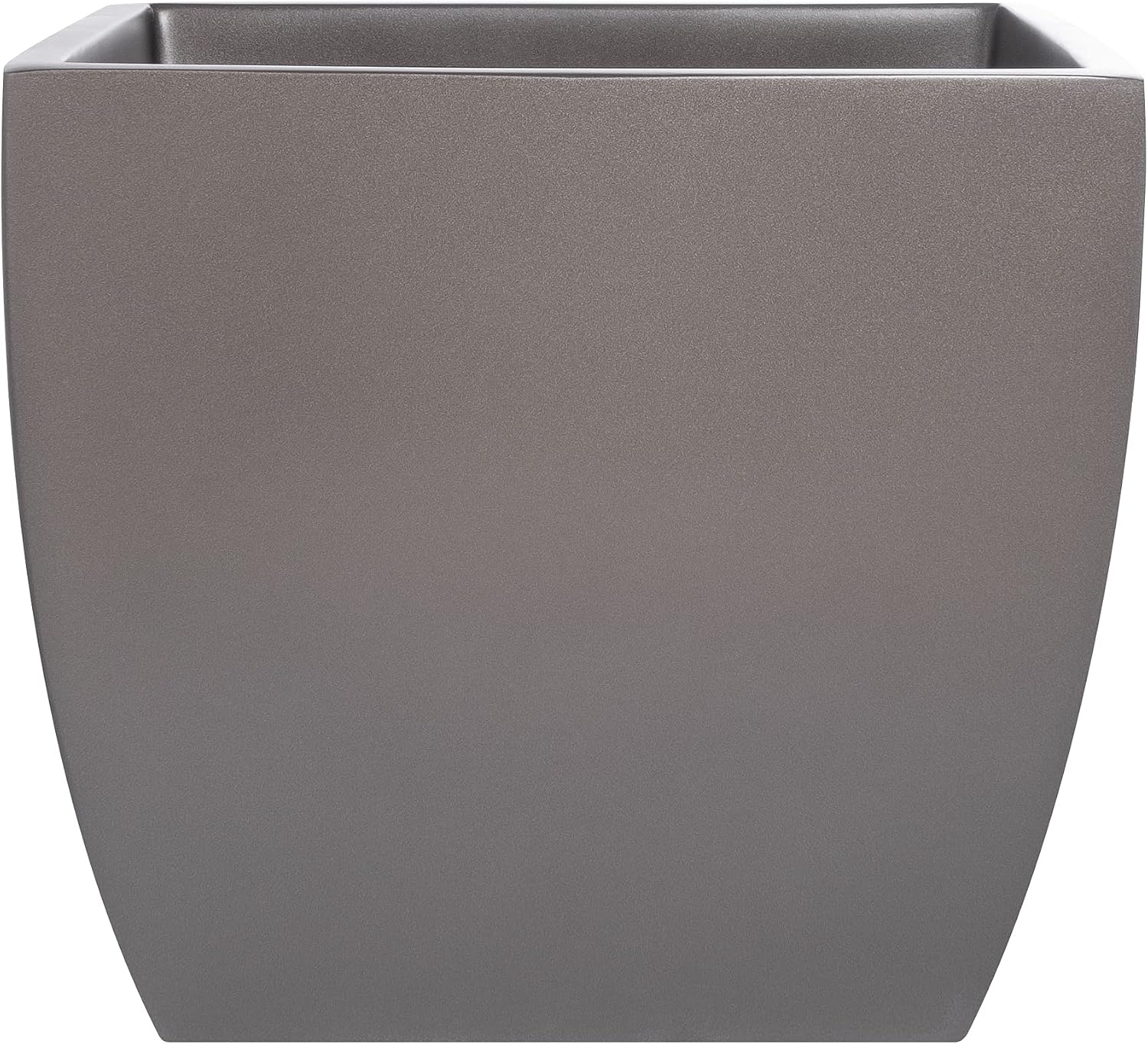 Pacifica Square Curved Fiberglass Planter, Grey, 16 Inch