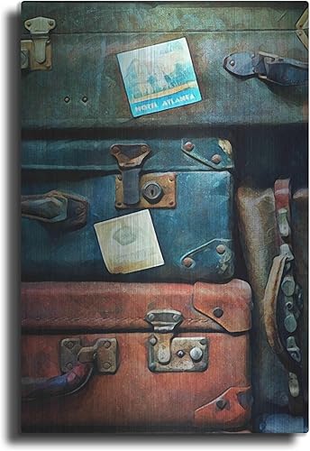 Luxe Metal Art 'Vintage Stacked Suitcases 2' by Ashley Aldridge Metal Wall Art, 