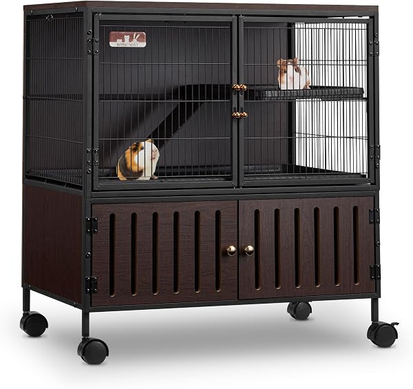Fragess Metal Large Small Animal Cage 5 Levels, Rolling Guinea Pig Cage with Removable Ramps & Double Door, Ferret Cage