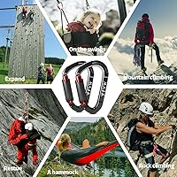 Vista 6 de FVW Mosquetones de bloqueo automático para escalada en roca, mosquetones profesionales de 25KN (5620 lbs) resistentes para rapel, columpio, rescate