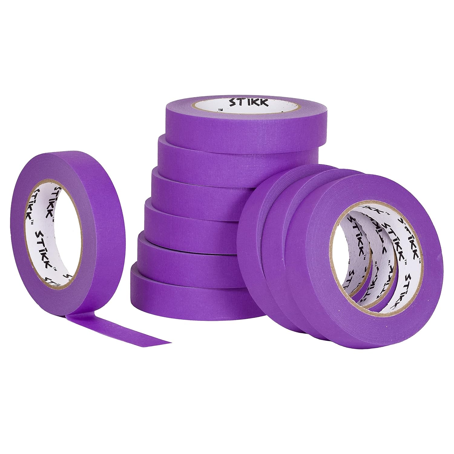 STIKK Painters Tape - 10pk Purple Painter Tape - 1 inch x 60 Yards - Paint Tape for Painting, Edges, Trim, Ceilings - Masking Tape for DIY Paint Projects - Residue-Free Painting Tape