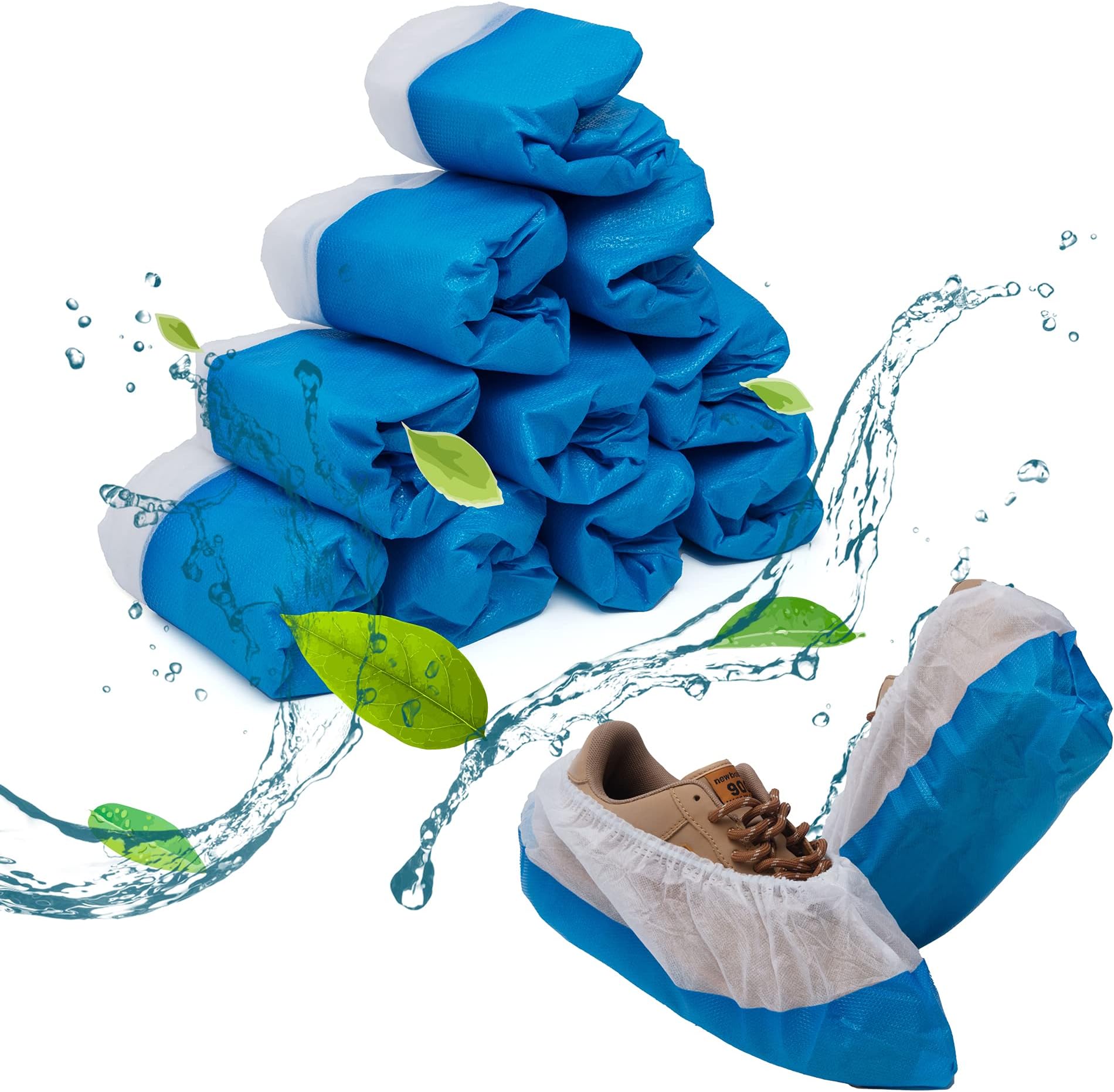 NoDirt Ultra Premium Disposable Boot & Shoe Covers - Waterproof, Skid-Proof Bottom - One Size Fits All Up to XL (50 Count)