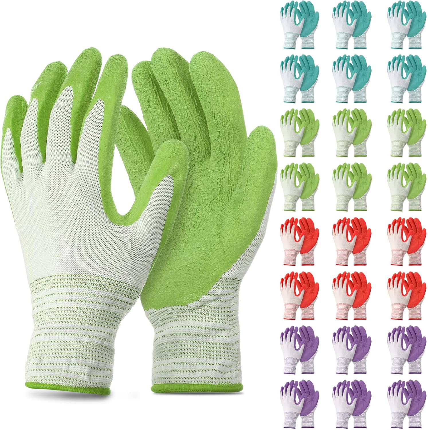 Cutecrop 12 Pairs Gardening Gloves Bulk for Women Breathable Rubber Coated Yard Garden Gloves Ladies Outdoor Protective Work with Grip