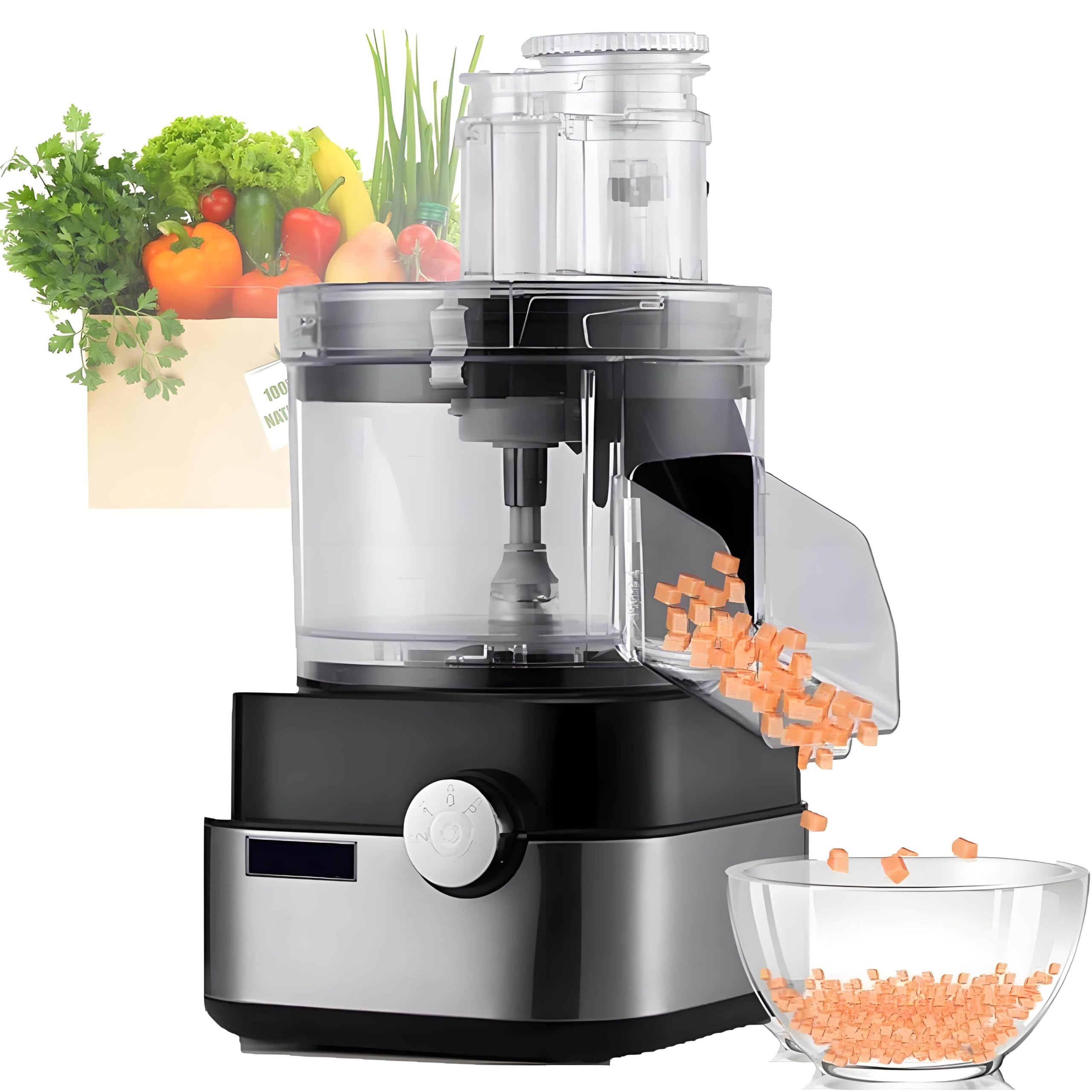 LJLYYDS Commercial Food Processor,5L Large Electric Vegetable Dicer Chopper 600W Multifunctional Professional Veggie Shredder Grater with 5 Stainless Steel Blades,for Home