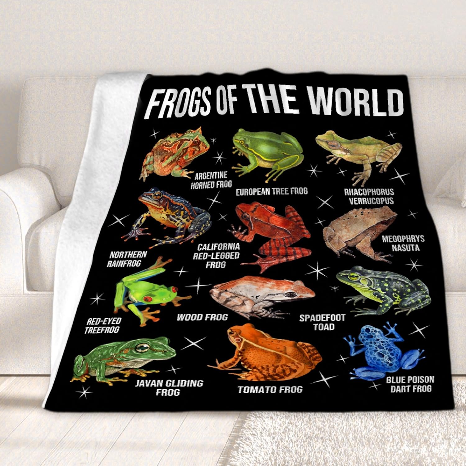Frog Blanket Gifts for Men Women Kids - World Frogs Throw for Frog Lovers - Super Soft Warm Plush Throw for Sofa Camping Living Room Decor (50" L X 40" W)