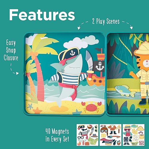 Miniatura 5 de Stephen Joseph, juego de muñecas magnéticas para vestir de 40 piezas estuche magnético de juego de simulación sin pantalla, ideal para mayores de 3