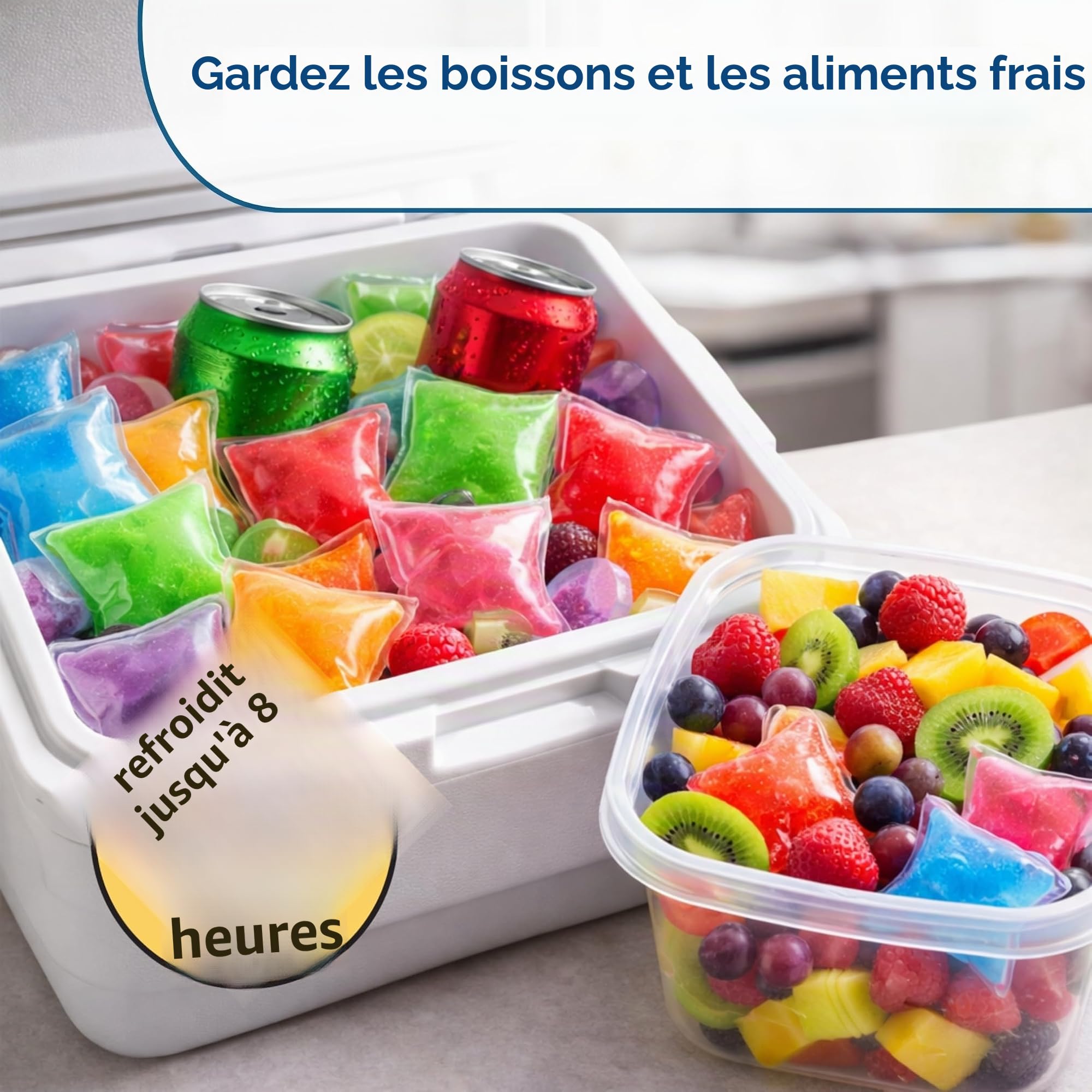 ICY-COOLS Glaçons Réutilisables pour Boissons, Glacières et Boîtes à Déjeuner – 135 pièces au total (3 lots de 45), Alternative propre et non fondante aux bacs à glaçons pour congélateur