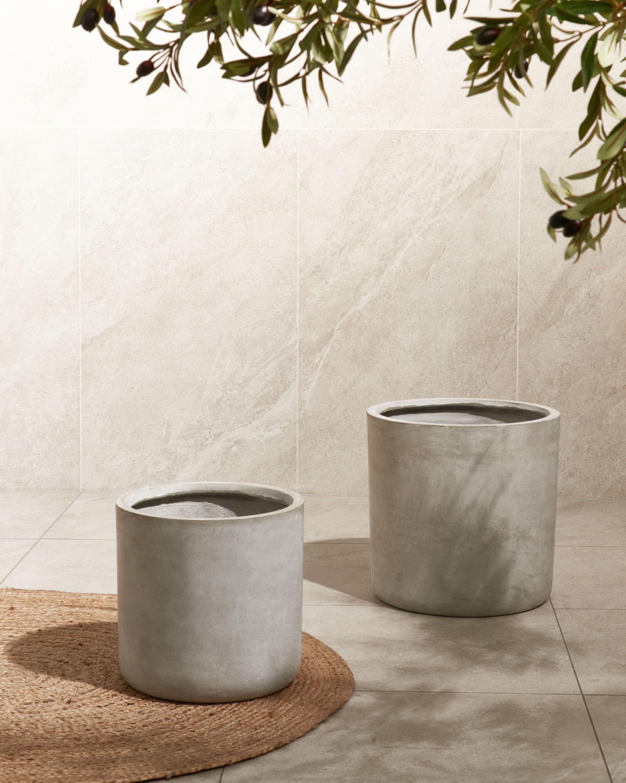 Outdoor Blumentopf Beton-Optik grau rund 34 x 34 x 33 cm Modern Messene
