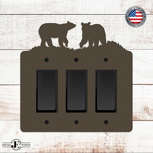 Miniatura 23 de Bear - Placa de pared para interruptor de luz (palanca simple, negro) - Fabricado en Estados Unidos Negro -,Marrón