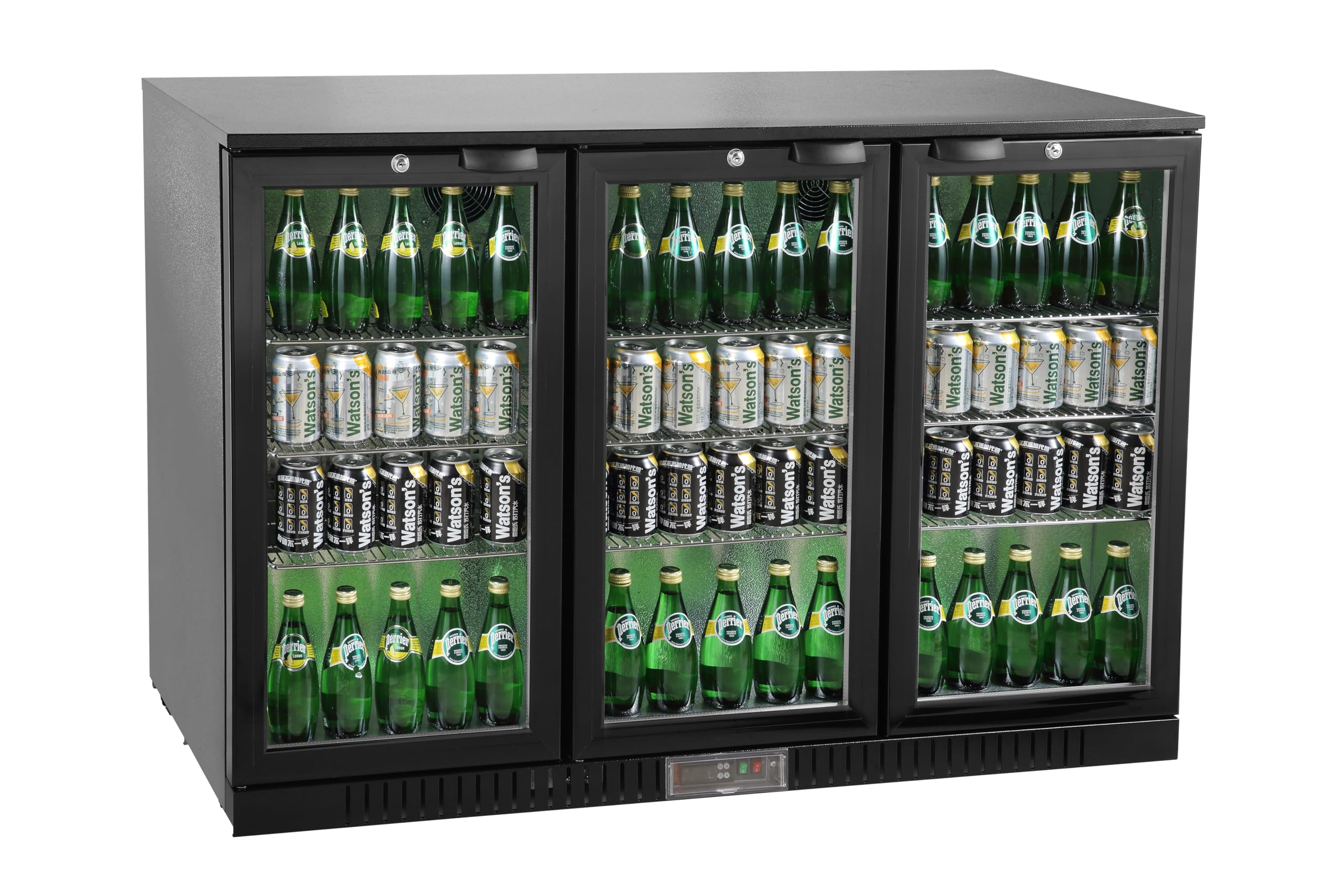 frigorifero display per bevande in metallo con porta vetro e refrigerazione a ventilatore