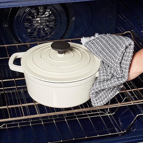 Vista 23 de Smith & Clark - Olla holandesa de hierro fundido esmaltado de 3 cuartos de galón con tapa, color gris