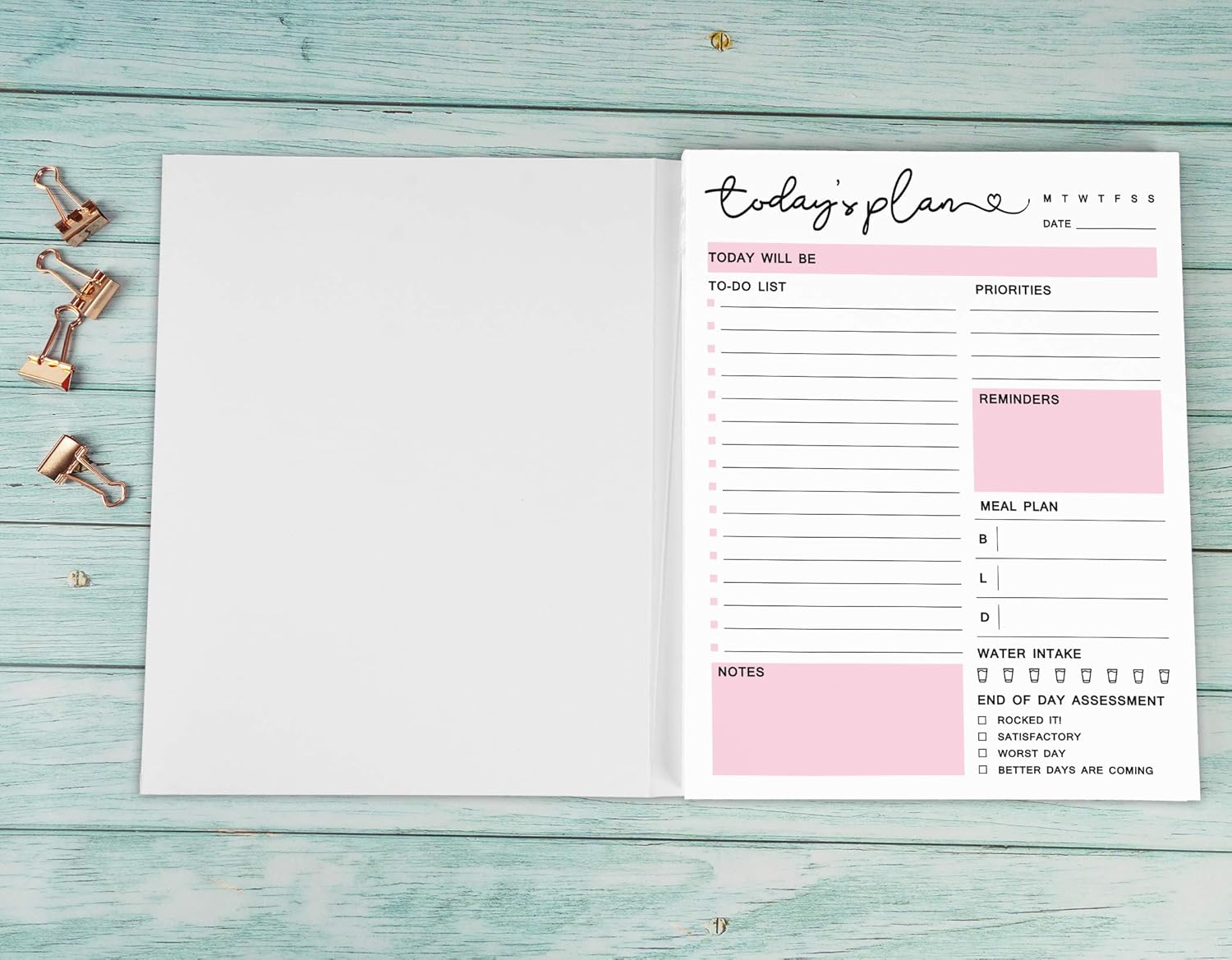 Daily Planner Tear Off Pad, To-Do List Notepad- 50 Undated Sheets- Day Schedule Planner- Work Planner- Day Organizer Notepad- Meal Prep Productivity Notepad With Sleeve- 8.5 x 11 inches - CK