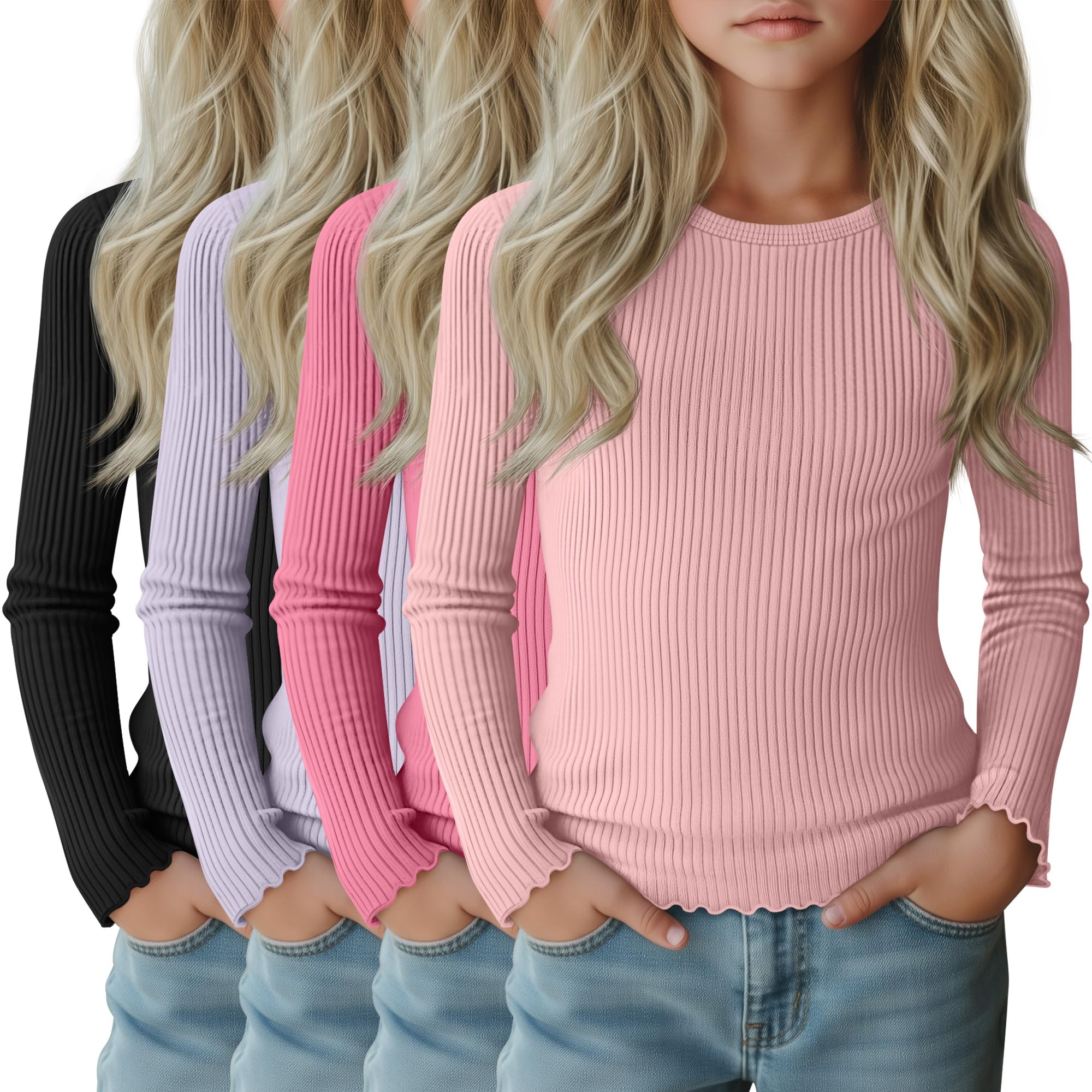 Clabby Pack de 4 Camisetas Manga Larga Niñas