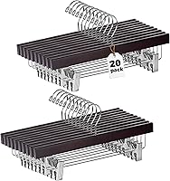 Vista 10 de Quality Hangers Perchas de madera para pantalones, paquete de 20 ganchos giratorios para ropa, falda de madera de loto, pantalones, pantalones