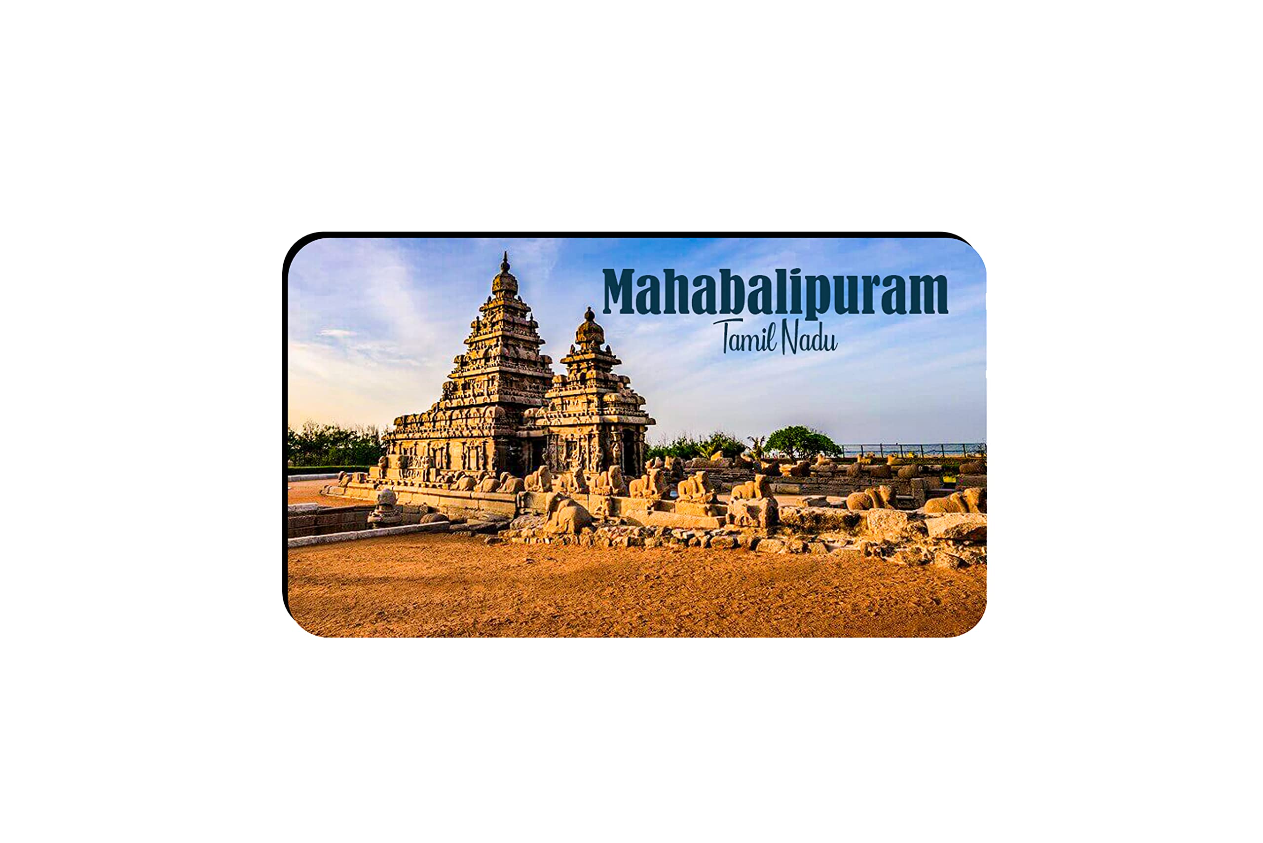 AVIRubber Rectangular Fridge Magnet Multicolour Mahabalipuram Tamil Nadu Design Travel Souvenir RFM00144