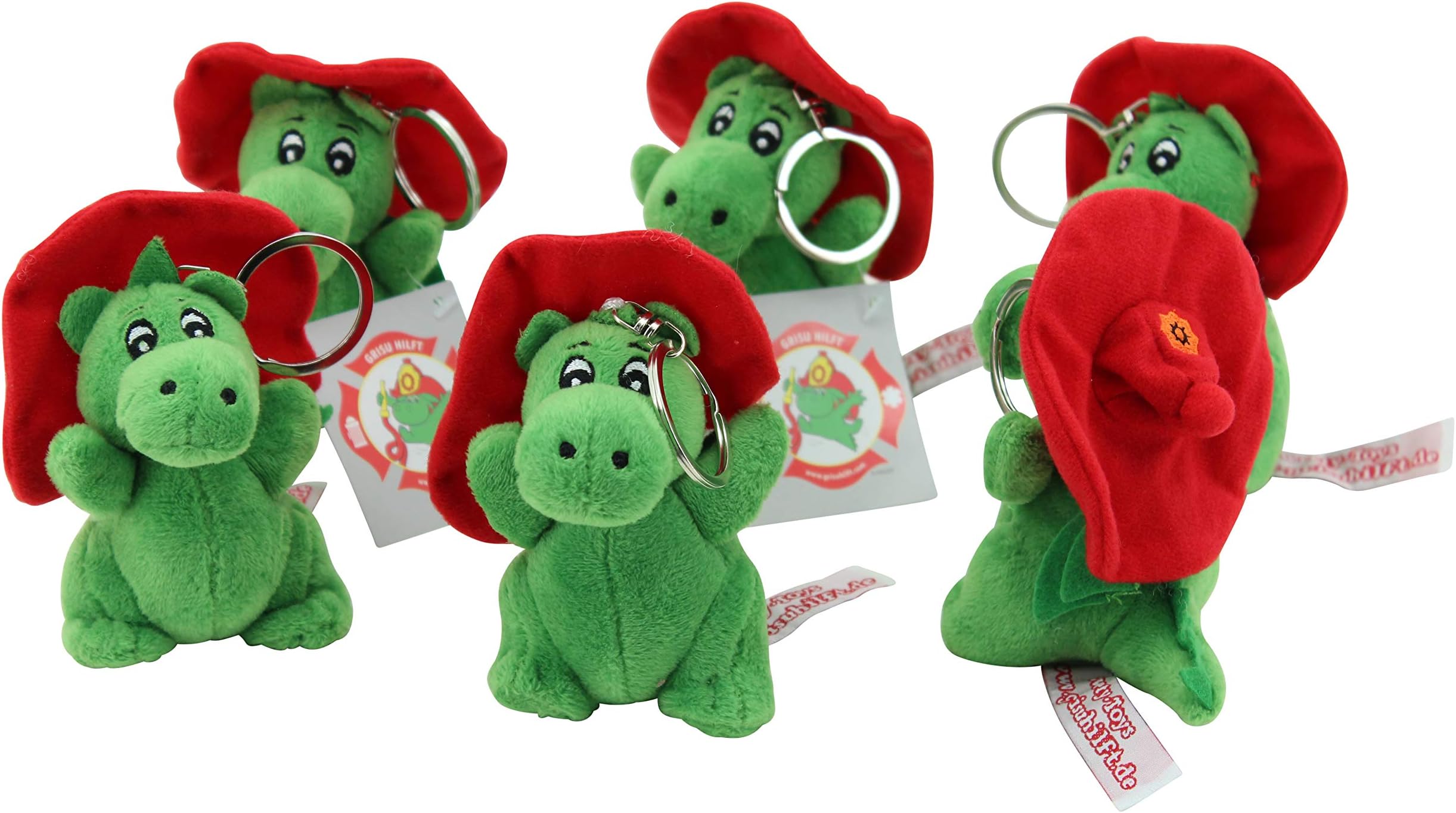 Sweety Toys 11360 grisu key chain 6 pieces firefighter mascot stuffed animal 10 cm