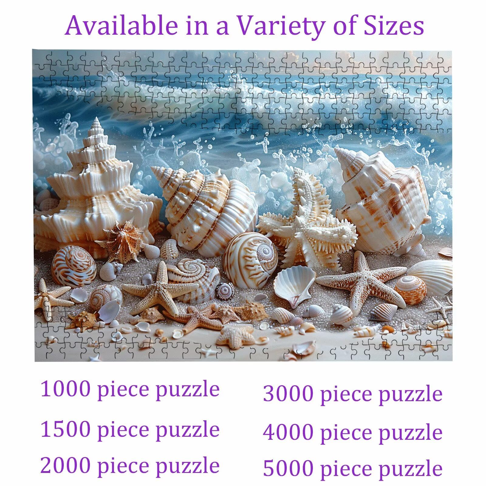 Puzzle 1000 elementów, puzzle 1000 elementów dla dorosłych, trudne puzzle, aktywność antystresowa i relaks, druk w wysokiej rozdzielczości, puzzle drewniana muszla plażowa z wykwintnym pudełkiem do