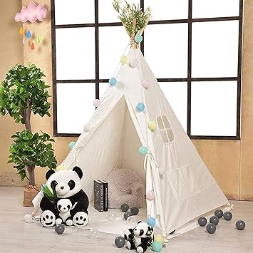 Amazon ティピーテント キッズテント ティピー おしゃれ 室内 北欧 テントハウス 子供テント プレイテント キッズハウス 秘密基地 おもちゃ ギフト プレゼント ホワイト キッズテント おもちゃ