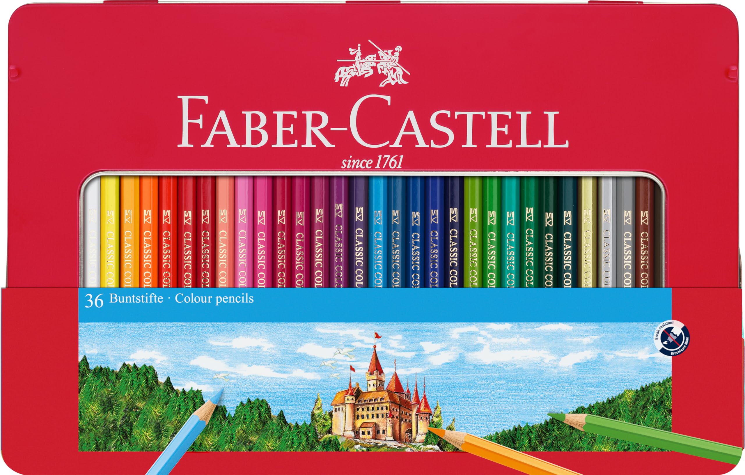 Faber-Castell Classic Colored Pencils Tin Set, 48 Vibrant Colors In Sturdy Metal Case - Premium Children's Art Products
