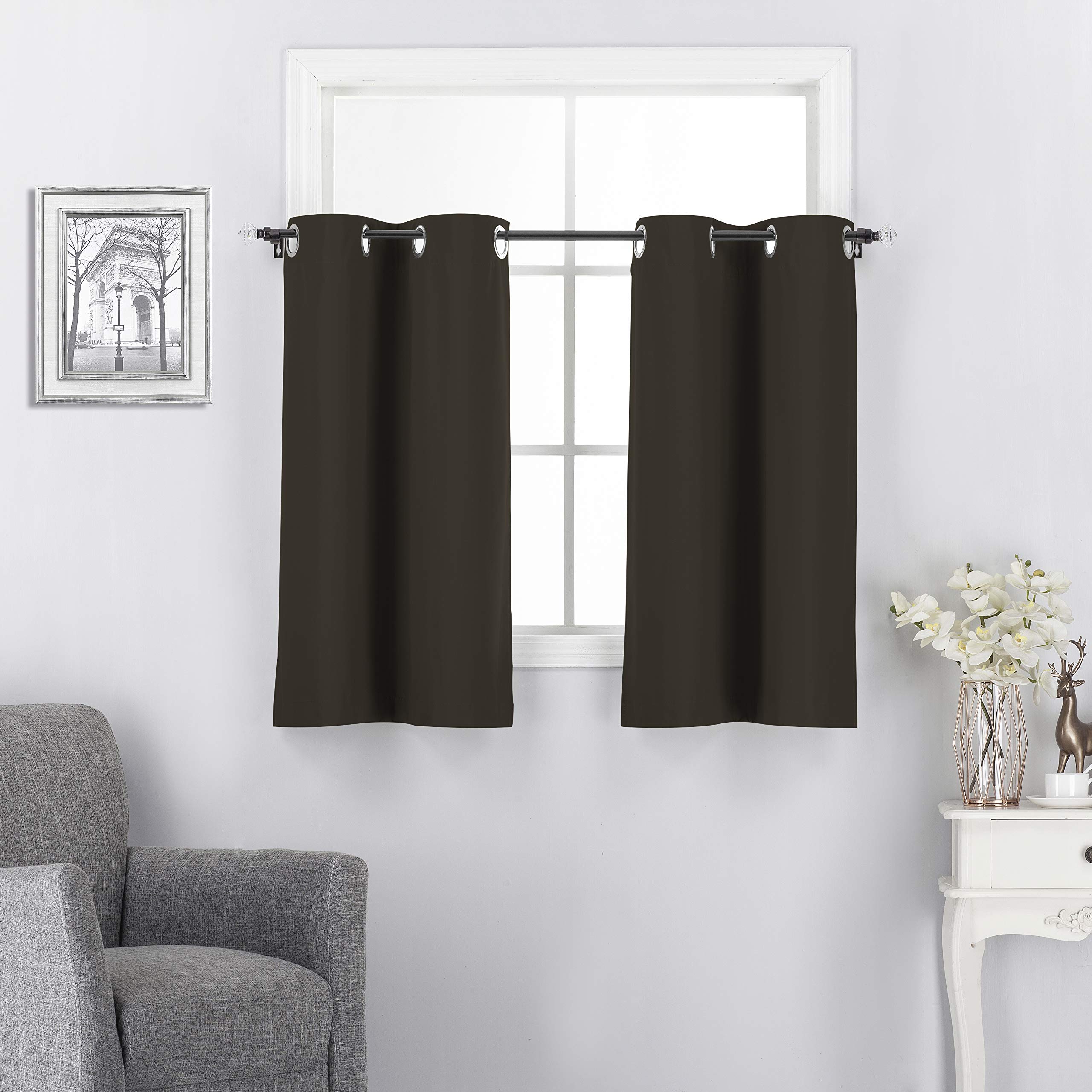 Amazon.com: Rooney Blackout Curtain Tiers for Kitchen - Window Treatment Grommet Home Décor ...