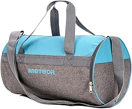 Sac de Sport 25L Femme Homme Enfant Fille Bag Sac Voyage Bagage Duffel Fitness Gym Vacances bandoulière Fitness Travail avec Compartiment à Chaussures Séparé (25 L, Bleu/Gris Melange)