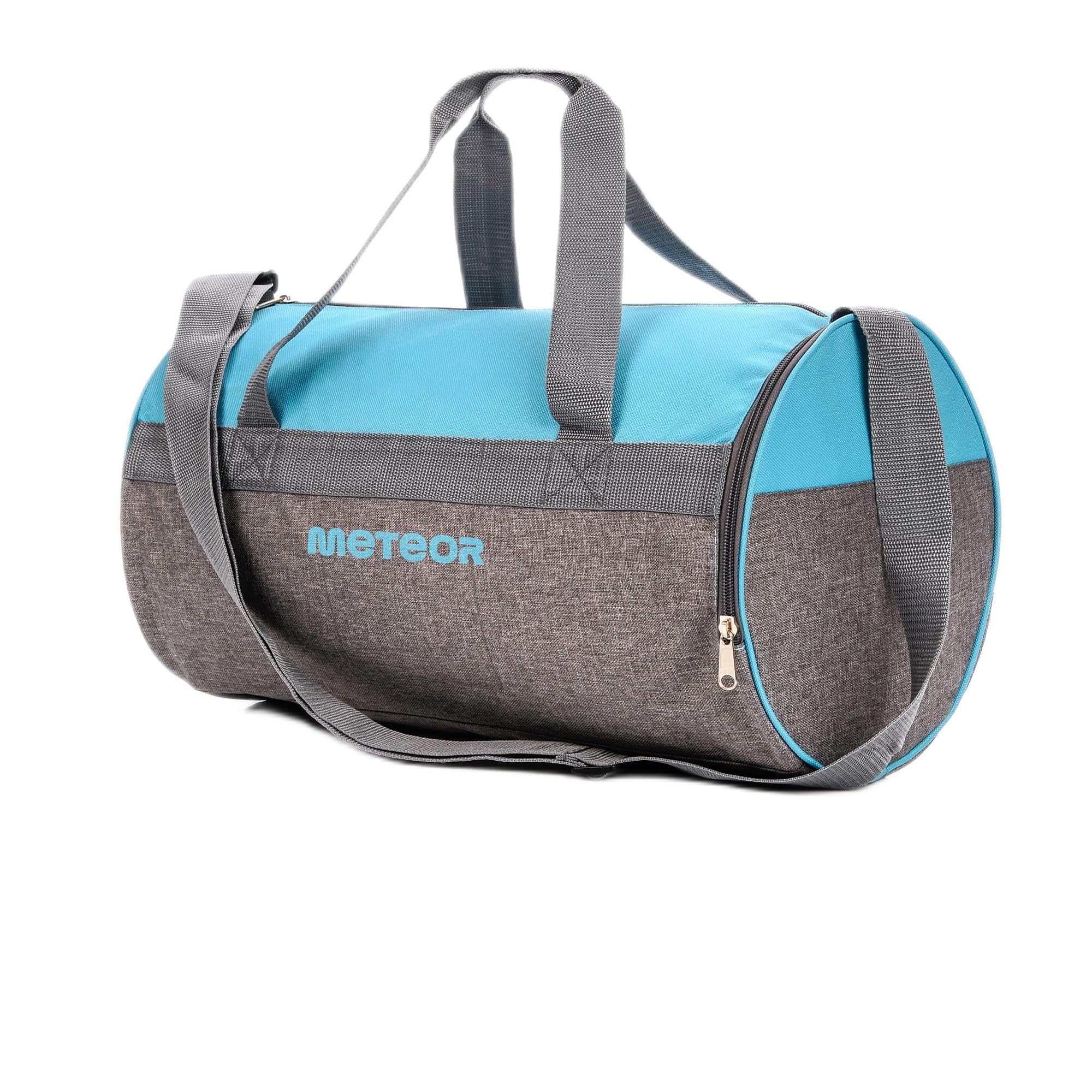 meteor Gym Duffel Cabin Holdall Bag - Lightweight Sports Luggage with Shoe Compartment, Shoulder Strap, Underseat Hand Size for Travel Workout Weekend Overnight (Black/Gray Melange